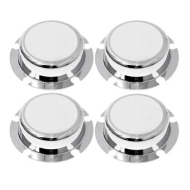 Imagem de 4 Tampa Cubo Cromada Roda Carreta 5 Furos Rolamento Cubo Pequeno - TOP