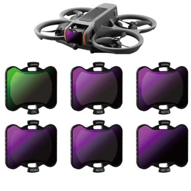 Imagem de LENSKINS Conjunto de 6 filtros ND e CPL compatível com DJI Avata 2, CPL ND8 ND16 ND32 ND64 ND128 Drone filtros de densidade neutra, moldura ultrafina e filtros de lente de vidro HD com revestimento