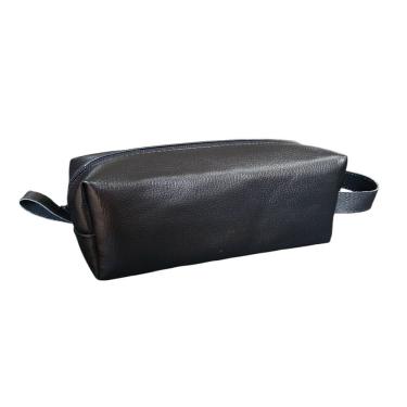 Imagem de Necessaire Organizadora em Couro Premium Forro Impermeavel Alça de Mão Espaçosa Fechamento Ziper