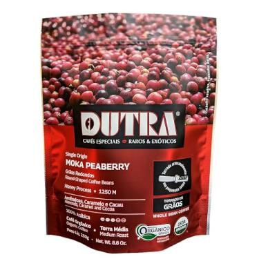 Imagem de Café Dutra, Orgânico Especial, Moka Peaberry, Notas Amêndoas e Caramelo, Torrado em Grãos, 250G