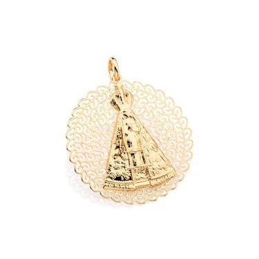 Imagem de Pingente  banhado ouro 3x 24k 18k e 22k feminino nossa senhora apareci