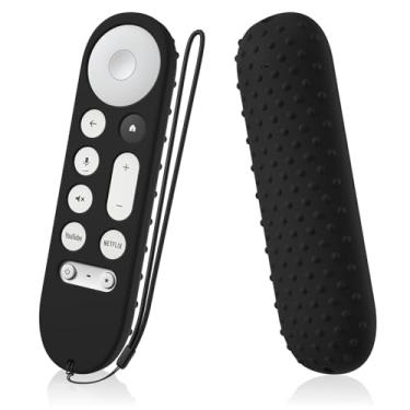 Imagem de AKSHFETH Capa para controle remoto para Google TV Streamer 4K Remote 2024 Google GY3LE capa protetora de silicone com cordão (preto)