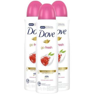 Imagem de Kit 3X Desodorante Antitranspirante Aerosol Dove Go Fresh Romã e Verbe