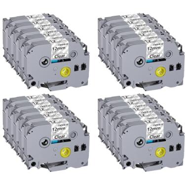 Imagem de Hehua Fita Tze Tz 12 mm 1,2 cm transparente laminada compatível com Brother TZe-131 TZe131 TZ131 TZ-131, fita transparente Ptouch compatível com Brother Etiquetadora Transparente 12 mm 0,47, 1/2" x 8 m, Pacote com 20