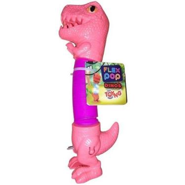 Imagem de Brinquedo Dinossauro FLEX com LUZ TOYNG 49543 Rosa