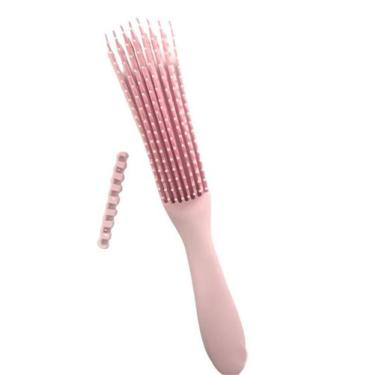Imagem de Pente Escova Polvo Desembaraça Cacheado Crespo Rosa Claro Jr - Lux Hai
