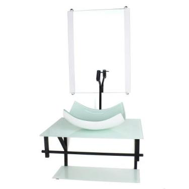 Imagem de Gabinete Vidro Banheiro 60Cm Ap Cuba Retangular Curvada - Cubas E Gabi