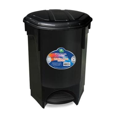 Imagem de Lixeira Multiuso Oval Com Pedal  e Tampa 30 litros Preta - Arqplast