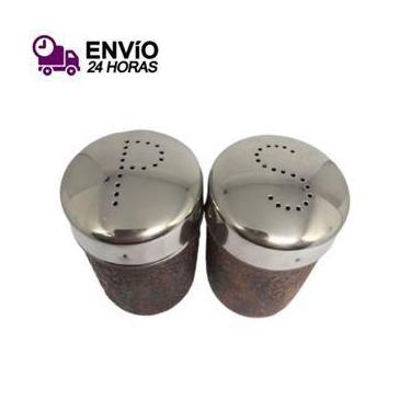 Imagem de Conjunto 2 Potes Sal E Pimenta Inox Saleiro Pimenteiro - Cozinha Alime