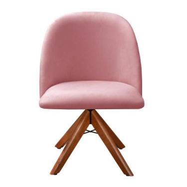 Imagem de Poltrona Decorativa Gaia Cadeira Pé Giratório Madeira Sala, Escritório