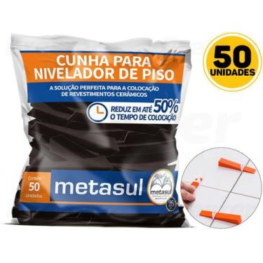 Imagem de Cunha Para Nivelador De Pisos Metasul Preto C/ 50 Und, Slim, Preto