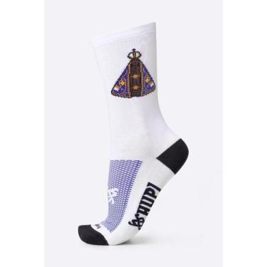 Imagem de Meia HUPI Nossa Senhora Aparecida Branco - Tamanho Plus 42-46, Branco