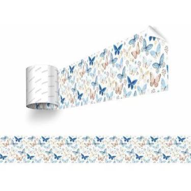 Imagem de Papel De Parede Faixa Quarto Blindx Cozinha Borboletas Azuis - Resitan