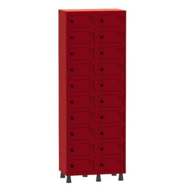 Imagem de Armário Porta Objetos de Aço 2 Vãos 20 Portas Pitão Pandin 1,90 m Verm