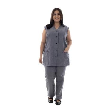 Imagem de Plus Size - Kit com 2 Conjuntos de Colete com Calça em Tecido Algodão 