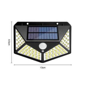 Imagem de Kit 3 Luminária Energia Solar Parede 100 Led Sensor Presença 3 Funções