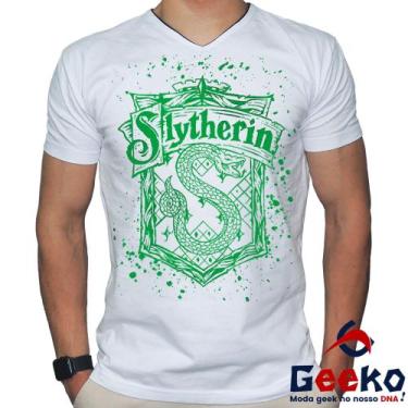 Imagem de Camiseta Sonserina 100% Algodão Harry Potter Slytherin Geeko, Branco g
