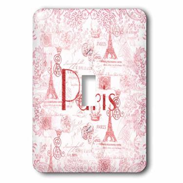 Imagem de 3dRose LSP_240752_1 Imagem da Palavra Paris em fundo francês rosa e vermelho interruptor de botão único