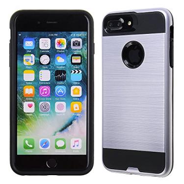 Imagem de Cube Apple iPhone 8 Plus/7 Plus/6s Plus/6 Plus - Capa metálica prata com película preta de TPU