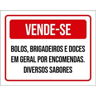 Imagem de Placa Vende-Se Bolos Brigadeiros Doces Encomendas 36X46