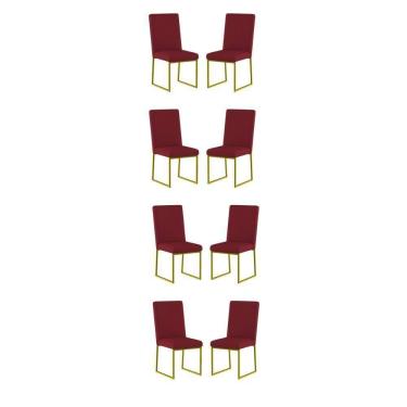 Imagem de Kit 8 Cadeiras Estofadas Base De Ferro Para Mesa De Jantar Marsala