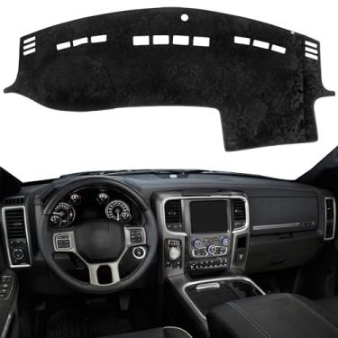 Imagem de KEYOOG Capa de painel para painel de instrumentos adequada para 2018-2009 Do-dge Ram 1500, 2018-2010 Ram 2500 3500 (sem modelos HUD), tapete de painel de carro tapete antirreflexo, protetor solar