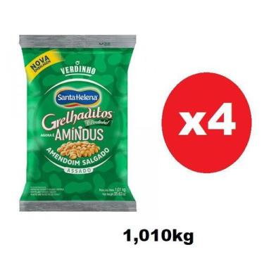 Imagem de 4 Pacotes Amendoim Salgado Amíndus Grelhaditos S/Pele 1,01kg - Santa h