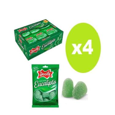 Imagem de 4 Caixas Bala Goma Eucalipto 24 unidades de 18g Docile