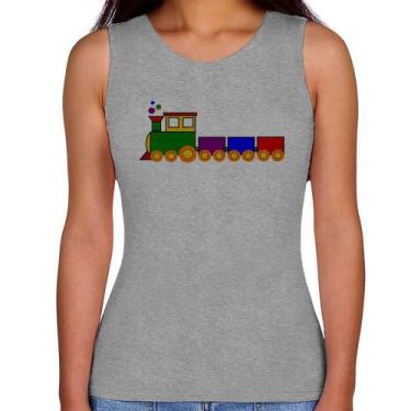 Imagem de Regata Feminina Trenzinho Colorido - Foca na Moda, Cinza, P