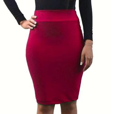 Imagem de Saia Lapis Midi Tubo Reta Cintura Alta Moda Evangélica - Look Modas Oc