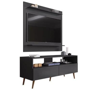 Imagem de Rack Bancada com Painel p/ TV até 50 Polegada Preto - Vallisa Decor
