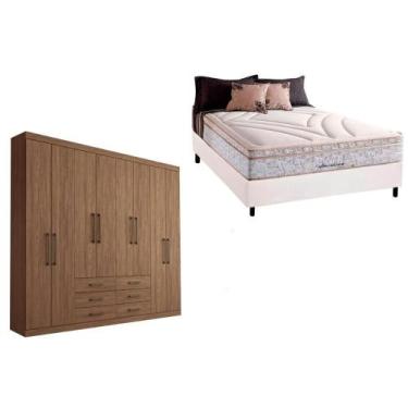 Imagem de Cama Box Casal + Colchão American Herval + Guarda Roupa Master 8.6 Ata
