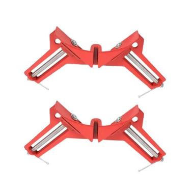 Imagem de Kit 2 Grampos Sargento Angular 90o Para Canto 75mm Vermelho - Coisaria
