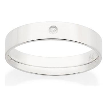 Imagem de Aliança Lisa De 4 Mm Com 1 Zircônia De 1,5 810220 - ROMMANEL, Branco, 