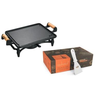 Imagem de Rechaud 2 Mil Ferro Fundido Chapa Lisa Com Espatula De Aço - Panela Mi