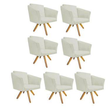 Imagem de Kit 07 Poltrona Cadeira Decorativa  Win Base Giratória Sala de Estar R