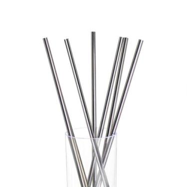 Imagem de Kit com 12 Canudos em Aço Inox 21cm  6mm + Escova de Limpeza Frigopro