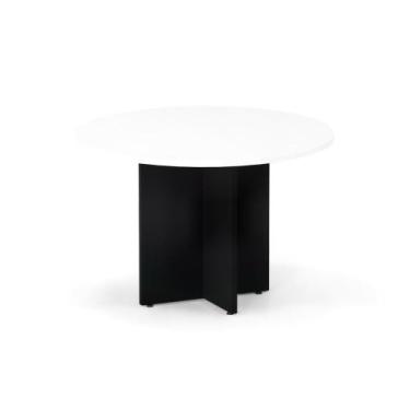 Imagem de Mesa Reunião Redonda Pé Painel P25 Pandin 1,10 M Branco e Preto