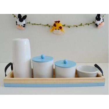Imagem de Kit Higiene Porcelana Bebê Pinus Faixa Rose Colorida C/alça K158 - Cir