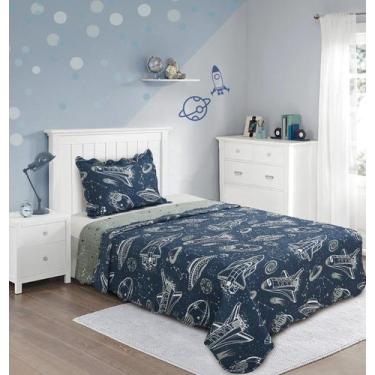 Imagem de Colcha INFANTIL SOLTEIRO matelado cobre leito antialérgico  - SAFIRA E