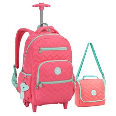 Imagem de Kit Mochila De Rodas Lancheira 360º Metalizada Notebook - Seanite