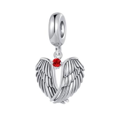 Imagem de MiiFort Wings of Angels Love Protection Zircônia Cúbica Berloque Pingente Pingente Compatível com Pulseiras Pandora Charms, One Size, Cobre, Sem Pedra Preciosa