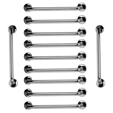 Imagem de Barra de Apoio 60cm Aço Inox Kit 11 Unidades Acessibilidade Criança Idoso Gestante Suporte Resistente Evita Acidente Segurança Corrimao Escada