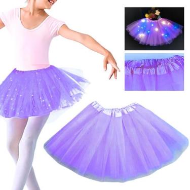 Imagem de Saia De Led De Tule Infantil 35 Cm Com Bateria Inclusa - Kapnoh, Roxo