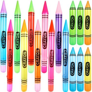 Imagem de Rcanedny O conjunto de 16 giz de cera infláveis inclui 10 peças de giz de cera infláveis jumbo de 103 cm e 6 peças de giz de cera infláveis de 55 cm para decoração de festa de aniversário em sala de