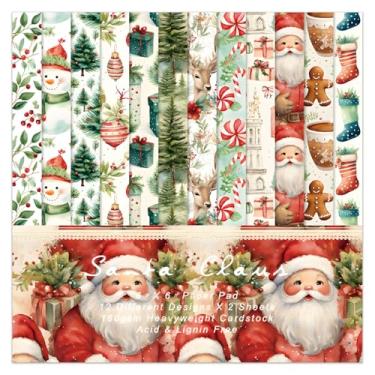 Imagem de EAMOTOL Bloco de Papel para Scrapbook de Natal 6''X 6''- 24 Folhas Papai Noel Boneco de Neve Estampado Projetado Decorativo Decoupage Material para Cartão Dobrado Artesanato Faça V (, [A Cor Existe])
