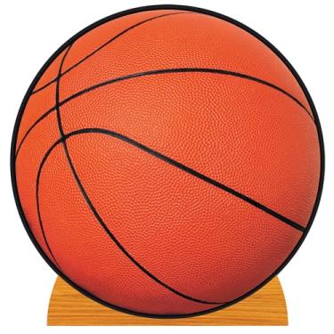 Imagem de Beistle Basquete Stand-Up, decoração esportiva de papelão grande com cavalete, perfeito para festas de B-ball, comícios escolares, eventos de dia de jogo, banquetes e adereços de cabine de fotos, 9,5