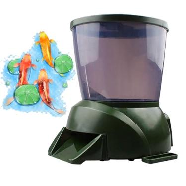 Imagem de TEMU-SC Alimentador automático de peixes de 4,5 L, alimentador automático de peixes koi para lagos ao ar livre, alimentador automático de peixes (alimentado por bateria)