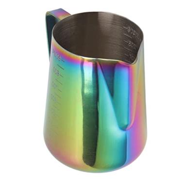Imagem de Jarro para Espuma de Leite, Jarro para Vaporizador de café Em Aço Inoxidável 304, Bico Sem Gotejamento, Resistente Ao Calor, Escala de Duas Medidas, Multifuncional, Sem Ferrugem para Latte Art (Colorida)