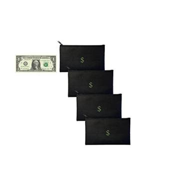 Imagem de Bolsa para dinheiro/dinheiro pacote com 4. Impermeável, 19 cm x 11,4 cm, tamanho perfeito, bolsa de viagem com ícone de dinheiro/símbolo/dólar/sinal de $. Organizador de dinheiro. Organizador de gaveta de lixo. Bolsa de lápis com sinal de dólar